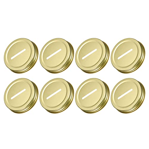 sourcing map Münzschlitz Bank Deckel Ersatzdeckel für Einmachgläser 70mm/2.76" Regelmäßig Mund Zinnplatte Kappen Einsätze für Konserven Gefäße Cover (Gold Ton 8Stk) von sourcing map