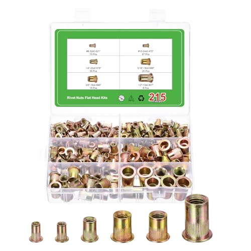 sourcing map Nietmuttern, Flachkopf, #8-32, #10-24, 1/4-Zoll-20, 5/16-Zoll-18, 3/8-Zoll-16, 1/2-Zoll-13 Gewindeeinsatzmuttern, gerändelter Körper, verzinkt, 215 Stück sourcing map Nietmuttern, Flachkopf, #8-32, #10-24, 1/4-Zoll-20, 5/16-Zoll-18, 3/8-Zoll-16, 1/2-Zoll-13 Gewindeeinsatzmuttern, gerändelter Körper, verzinkt, 215 Stück von sourcing map