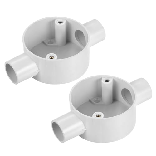 sourcing map 2 Stück Abzweigdose 2 Wege Verteilerdose Anschlussdose Abzweigkasten Draht Aufputz-Feuchtraum Kabelanschlussdose Überwachungskameras für 20mm Elektrokabel Kabeldurchmesser von sourcing map