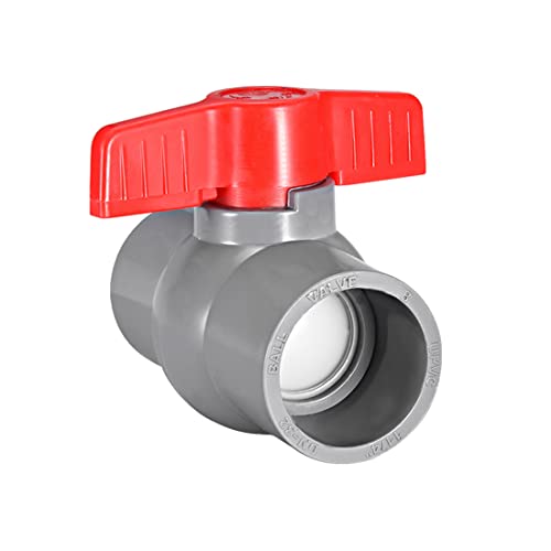 sourcing map PVC Kugelhahn Wasserversorgungsrohr 1-1/4" Innenlochdurchmesser Rot Grau von sourcing map