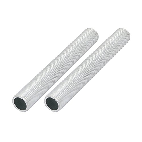 sourcing map Packung von 2 Lampe Rohrnippel Hohllampen M12 Gewinde 90mm Länge Reparieren Teil Hardware für Lichtausstattung Kronleuchter Zinklegierung Silberton von sourcing map