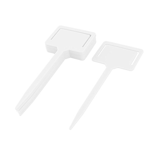 sourcing map Pflanzenschilder 10Pcs Garten Plastik rechteckig Kopf Pflanze Blumen Name Marker Schild Etikette Weiß von sourcing map