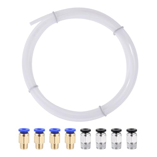 sourcing map Pneumatisch PTFE Luft Schlauchsatz Schlauch Luftleitung 4mm OD 2M Weiß mit M8 G1/8 drücken Verbinden Armaturen von sourcing map