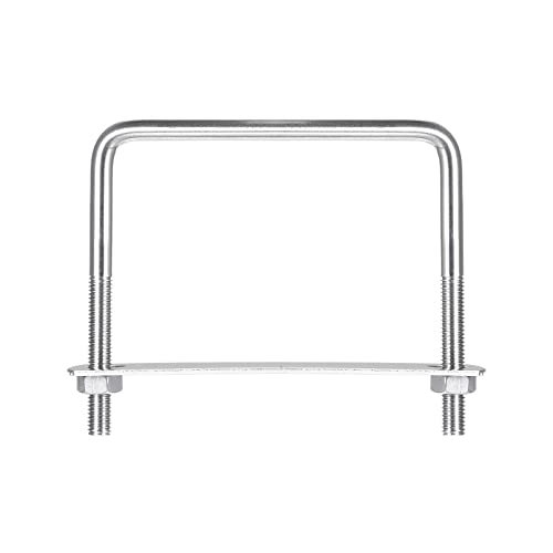sourcing map U Bügel 1 Stück U-Bolzen M8 x 102mm x 100mm Quadratische Bügelschraube 304 Edelstahl U-Bolts mit Mutter Platte Bügelschelle Zaunbefestigung für Dachbox Auto Rohr Abschleppen von sourcing map