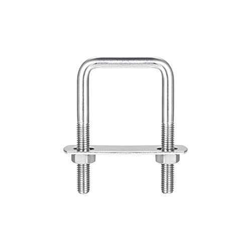 sourcing map U Bügel 1 Stück U-Bolzen M8 x 42mm x 80mm Quadratische Bügelschraube 304 Edelstahl U-Bolts mit Mutter Platte Bügelschelle Zaunbefestigung für Dachbox Auto Rohr Abschleppen von sourcing map
