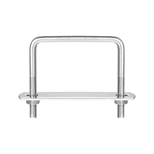 sourcing map U Bügel 1 Stück U-Bolzen M6 x 62mm x 60mm Quadratische Bügelschraube 304 Edelstahl U-Bolts mit Mutter Platte Bügelschelle Zaunbefestigung für Dachbox Auto Rohr Abschleppen von sourcing map