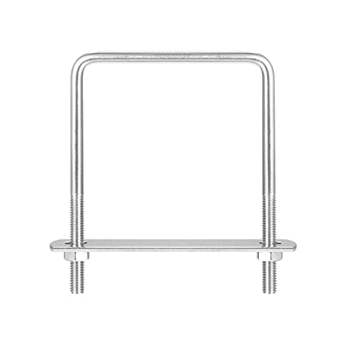 sourcing map U Bügel 1 Stück U-Bolzen M6 x 72mm x 100mm Quadratische Bügelschraube 304 Edelstahl U-Bolts mit Mutter Platte Bügelschelle Zaunbefestigung für Dachbox Auto Rohr Abschleppen von sourcing map