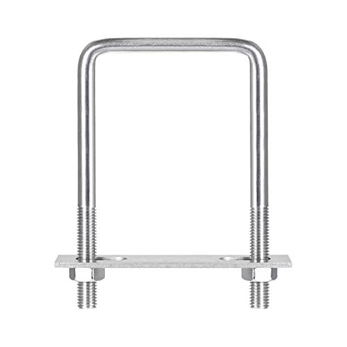 sourcing map U Bügel 1 Stück U-Bolzen M10 x 77mm x 120mm Quadratische Bügelschraube 304 Edelstahl U-Bolts mit Mutter Platte Bügelschelle Zaunbefestigung für Dachbox Auto Rohr Abschleppen von sourcing map