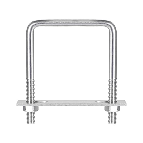 sourcing map U Bügel 1 Stück U-Bolzen M10 x 92mm x 110mm Quadratische Bügelschraube 304 Edelstahl U-Bolts mit Mutter Platte Bügelschelle Zaunbefestigung für Dachbox Auto Rohr Abschleppen von sourcing map