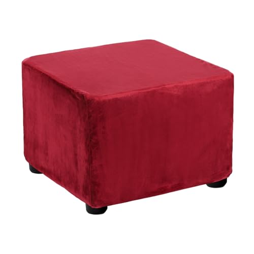sourcing map Quadratischer Fußhocker-Bezug mit Gummiband, Stretch-Möbelschutz für Wohnzimmer, Schlafzimmer, Länge 60–76 cm, Weinrot von sourcing map