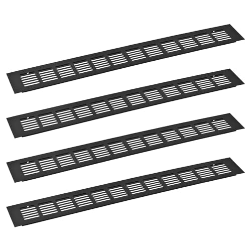 sourcing map Rechteckiges Lüftungsgitter, Aluminiumlegierung, Netz, Lüftungsabdeckung für Schrank, Kleiderschrank, Schuhschrank, Schrank, 500 x 60 mm, 4 Stück von sourcing map