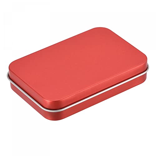 sourcing map Rostfrei Metalldöschen Metall Blechdose Metalldosenbehälter Weißblech Behälter mit Deckeln 3.43"x2.36"x0.71" Rot von sourcing map