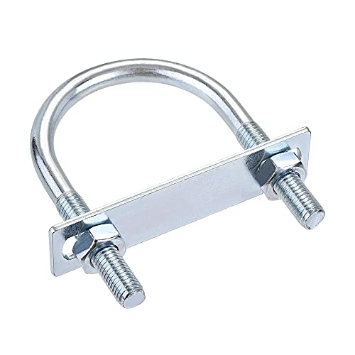 sourcing map Runder U-Bügel, 1 Set, 60 mm, Innenbreite 100 mm, Länge Stahl M10 mit Mutter, Platte von sourcing map