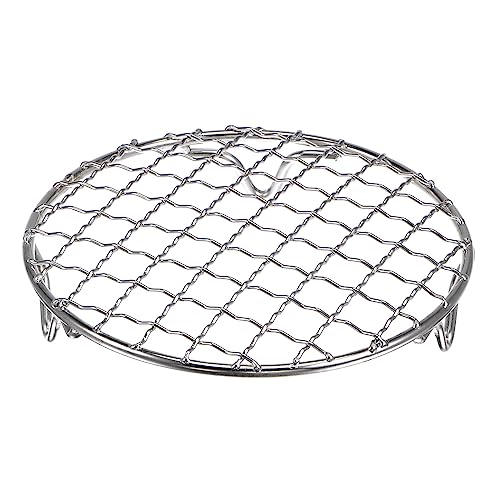 sourcing map Rundes Grillrost 12,7 cm, 201 Edelstahl, Kreuzdraht, Grillnetz mit 20 mm Beinen, zum Kochen, Backen, Dämpfen, Grillen von sourcing map