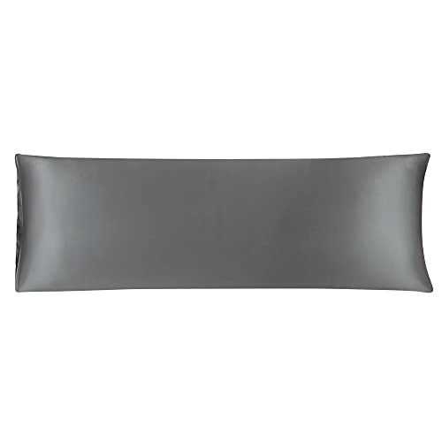 sourcing map Satin Kissenbezug Seidig langes Kissen Kopfkissenbezug mit Hotelverschluss Haar- und Hautpflege Dunkelgrau 51x152cm von sourcing map