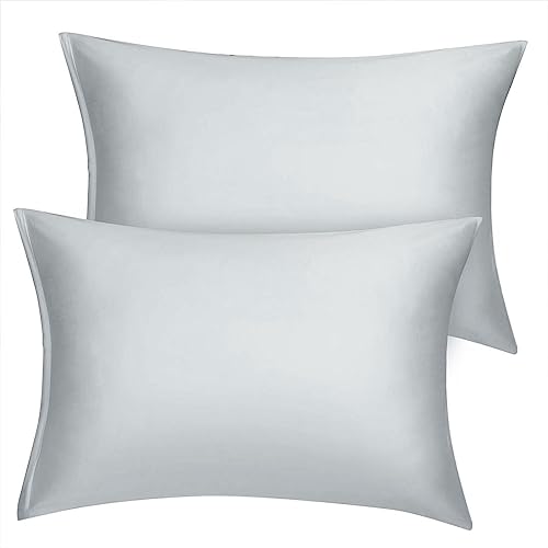 sourcing map Satin Kissenbezug Set Kissenbezüge 2er Kissenhülle Set hochwertige Kopfkissenbezug mit Reißverschluss aus Mikrofaser pflegeleicht weiche und leicht Hellgrau 51x36cm von sourcing map