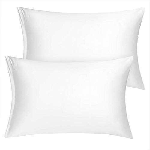 sourcing map Satin Kissenbezug Set Kissenbezüge 2er Kissenhülle Set hochwertige Kopfkissenbezug mit Reißverschluss aus Mikrofaser pflegeleicht weiche und leicht Weiß 51x36cm von sourcing map
