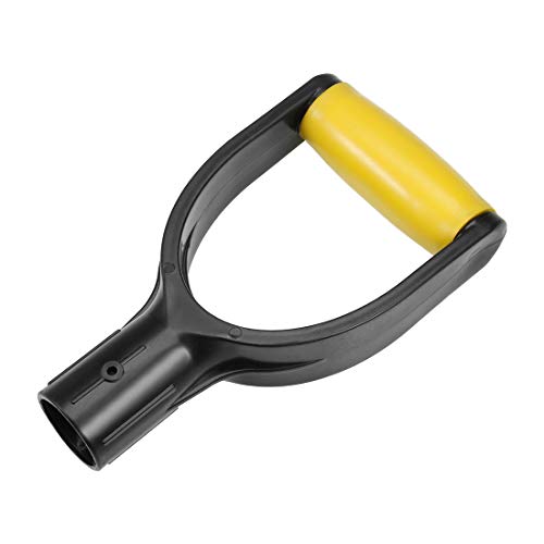 sourcing map Schaufelgriff D-Förmig 32mm Innendurchm. PVC Gelb zum Graben Rechenwerkzeug von sourcing map