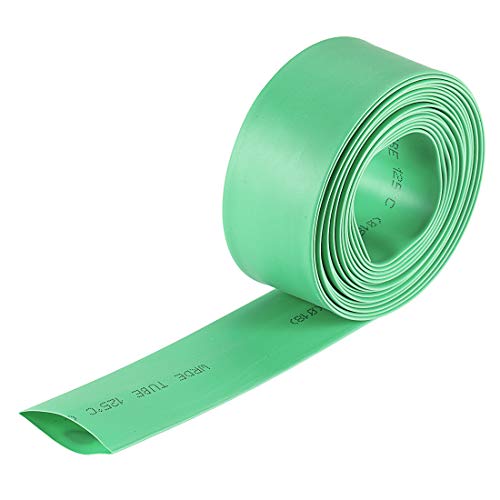 sourcing map Wasserdicht Schrumpfschlauch 18mm Durchm 30mm Flache Breite Schrumpfverhältnis 2:1 Kabelschutzschlauch for Elektrische Isolierung Schlauch 3.0m Länge PE Schrumpfschlauch Grün von sourcing map