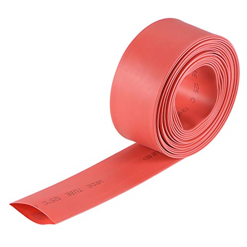 sourcing map Wasserdicht Schrumpfschlauch 18mm Durchm 30mm Flache Breite Schrumpfverhältnis 2:1 Kabelschutzschlauch for Elektrische Isolierung Schlauch 3.0m Länge PE Schrumpfschlauch Rot von sourcing map