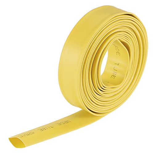 sourcing map Wasserdicht Schrumpfschlauch 10mm Durchm 17mm Flache Breite Schrumpfverhältnis 2:1 Kabelschutzschlauch for Elektrische Isolierung Schlauch 3.0m Länge PE Schrumpfschlauch Gelb von sourcing map