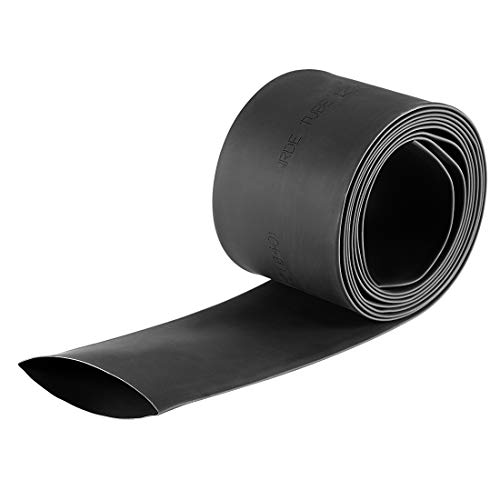 sourcing map Wasserdicht Schrumpfschlauch 40mm Durchm 66mm Flache Breite Schrumpfverhältnis 2:1 Kabelschutzschlauch for Elektrische Isolierung Schlauch 2m Länge PE Schrumpfschlauch Schwarz von sourcing map