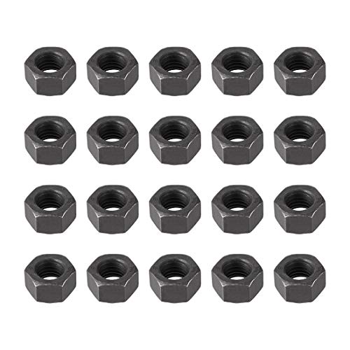 sourcing map Sechskantmuttern, M10x1,5mm Metrisches Grobgewinde Sechskant Mutter, Kohlenstoffstahl, Packung mit 20 (Schwarz) von sourcing map