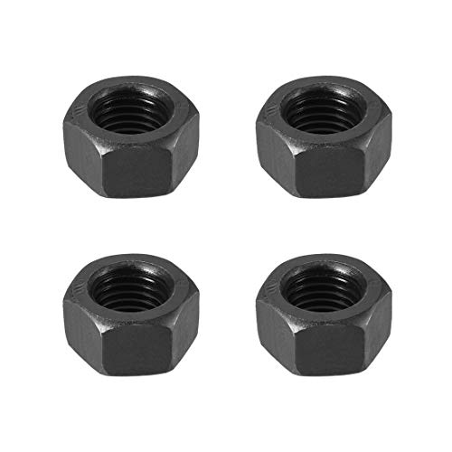 sourcing map Sechskantmuttern, M20x2,5mm Metrisches Grobgewinde Sechskant Mutter, Kohlenstoffstahl, Packung mit 4 (Schwarz) von sourcing map