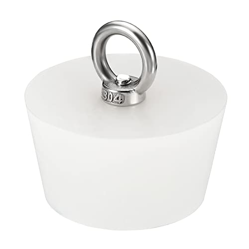 sourcing map Konischer Stöpsel aus Silikongummi, 55 mm bis 68 mm, massiver Badewannenstopfen mit Ring für Reagenzgläser, Wasserleitung, Ablaufloch, Weiß von sourcing map