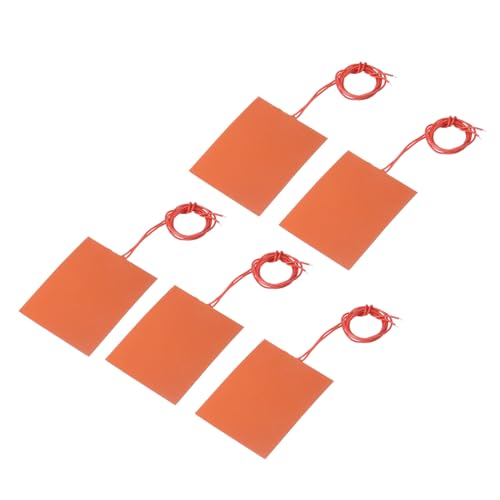 sourcing map Silikon-Heizmatte, 12V 25W Heizfolie Flexible Heizplatte 100mmx80mm Heizmatte für konstante Temperatur, Packung mit 5 Stück von sourcing map