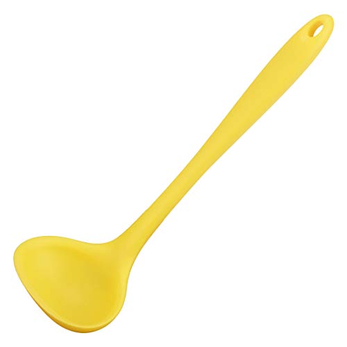 sourcing map Silikon Suppeschöpflöffel Löffel Hitzebeständig bis 450 °F Einteiliges Design Restaurant Küche Kochgeschirr zum Servieren Suppe 8,5 Zoll Gelb von sourcing map