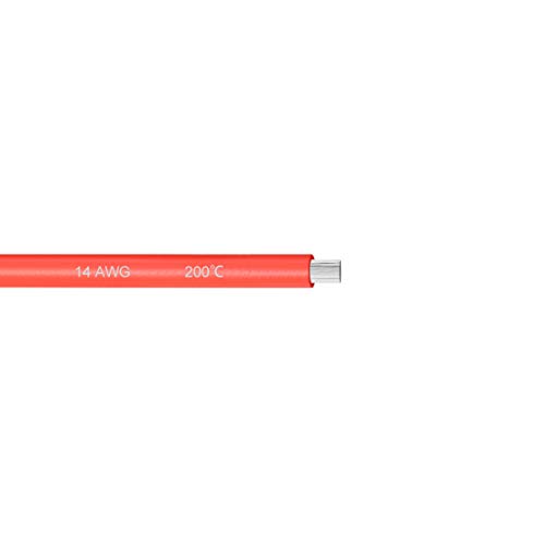 sourcing map Silikonkabel 14 AWG Elektrodrähte Litzenkern verzinnt Kupferdraht 7 ft Rot von sourcing map
