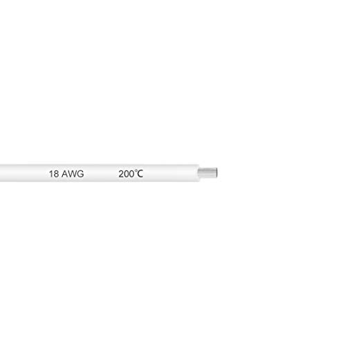 sourcing map Silikonkabel 18 AWG Elektrodrähte Litzenkern von verzinnt Kupferdraht 7 ft Weiß von sourcing map