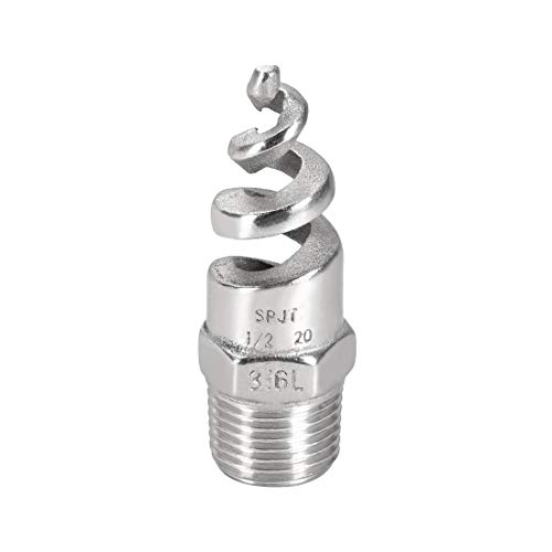 sourcing map Spiral Zerstäuber Strahldüse Sprühgerät Düse 316 Edelstahl 1/2BSPT Helles Silber von sourcing map