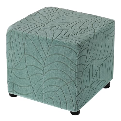 sourcing map Stretch-Fußhocker-Bezug mit Blattmuster, quadratischer Fußstützen-Schonbezug mit elastischem Fußhocker-Schutz für Wohnzimmer, Schlafzimmer, Länge 33–45,7 cm, Bohnengrün von sourcing map