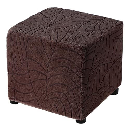 sourcing map Stretch-Fußhocker-Bezug mit Blattmuster, quadratischer Fußstützen-Schonbezug mit elastischem Fußhocker-Schutz für Wohnzimmer, Schlafzimmer, Länge 33–45,7 cm, Kaffee von sourcing map