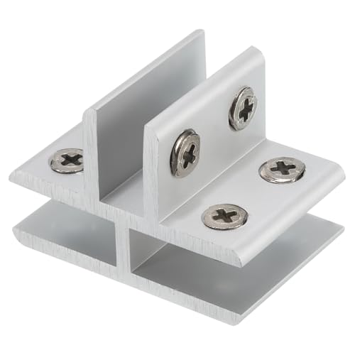sourcing map T-förmige Glas-Klemme, für 8-10mm dicke einstellbare T-förmige Glasregalstütze aus Aluminiumlegierung Glasclip-Klemmhalter von sourcing map