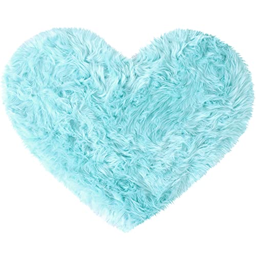 sourcing map Teppich Wohnzimmer Schlafzimmer Herzform Hochflor Langflor Teppiche Faux Schaffell Teppich Kunstfell Dekofell Fellimitat Teppich 70x90cm Hellblau von sourcing map