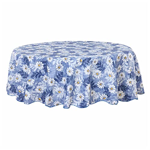 sourcing map Tischdecke Tischtuch Tischwäsche abwaschbar rund frühling wasserdicht, öldicht, schmutzabweisend Blumenmuster Weiße Chrysantheme Rund 152cm von uxcell