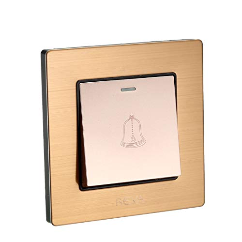sourcing map Türklingel Druckknopf Schalter Kaffee Gold Taste AC 250V 16A Rostfreier Stahl Panel von sourcing map