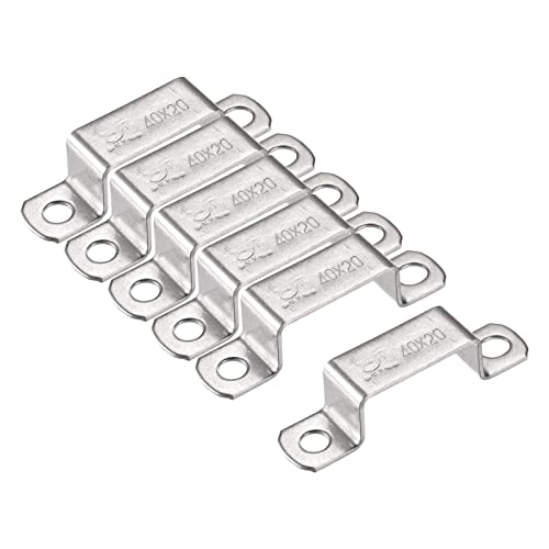 sourcing map U-förmige Verbindungsstückhalterung, 18 x 41,5 mm, 304 Edelstahl, für geschlossene Türschienenhalterung, Strebenkanal, 6 Stück von sourcing map