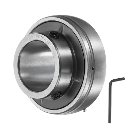 sourcing map UC207-22 Stehlager, 3,5 cm Bohrung, Chromstahl (GCR15), Flanschlagergehäuse mit Schraubenschlüssel von sourcing map
