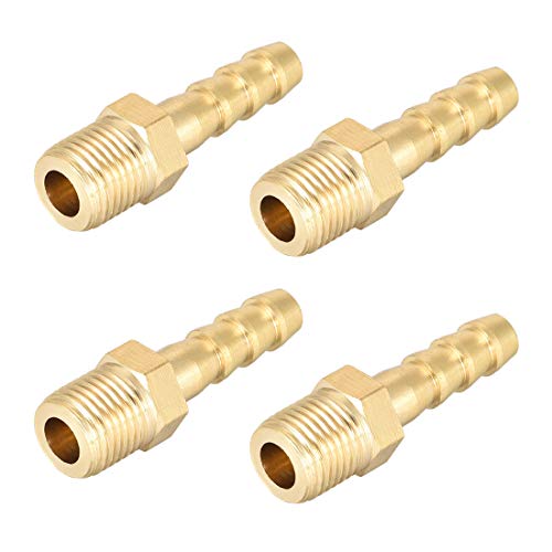 sourcing map Verbindungsstück aus Messing metrischer Stecker an Schlauch mit Widerhaken 6mm x M10x1 (4 Stück) von sourcing map