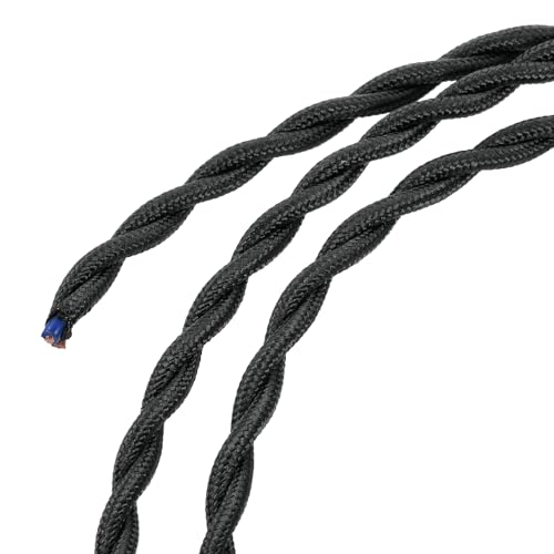 sourcing map Verdrillter stoffummantelter Draht 2-adrig 18AWG 3 Meter / 9,8 Fuß Vintage-Gewebe-Elektrokabel für Pendelleuchte DIY-Projekt schwarz von sourcing map