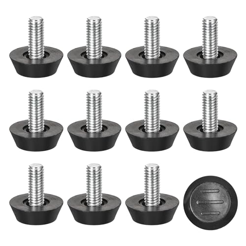 sourcing map Verstellbare Möbel-Nivellierer, M6 x 14 mm, Möbel-Nivellierbeinschraube mit Gewinde, Möbelgleiter, Nivellierung für Tisch, Stuhl, Möbelbeine, Schwarz, 12 Stück von sourcing map
