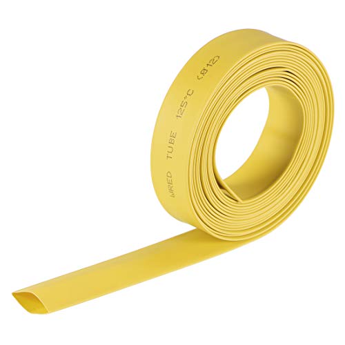 sourcing map Wasserdicht Schrumpfschlauch 12mm Durchm 20mm Flache Breite Schrumpfverhältnis 2:1 Kabelschutzschlauch for Elektrische Isolierung Schlauch 3.0m Länge PE Schrumpfschlauch Gelb von sourcing map