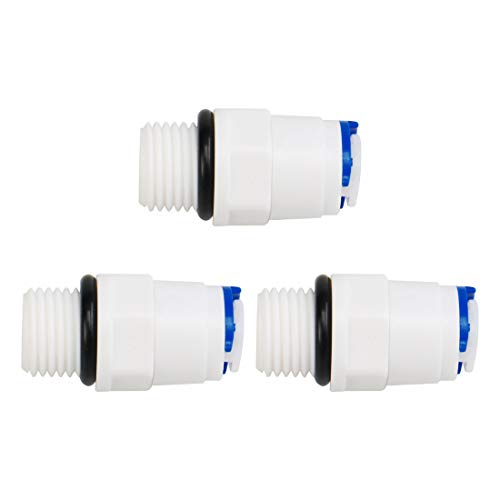 sourcing map Wasserfilter Rohrverschraubung Anschlüsse Konverteradapter für RO-Umkehrosmoseanlage Gerade, 1/4 "BSP Male -1/4" Tube OD von sourcing map