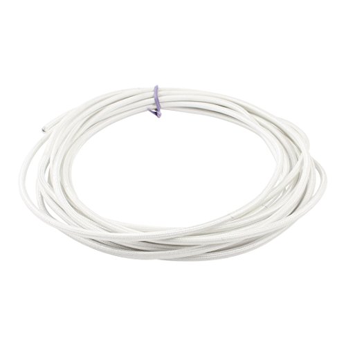 sourcing map Textilkabel 10 Meter 2mm2 500C Kupferkern Hochtemperatur Kabel Stromkabel Textilummantelt Elektrische Stoffkabel Pendelleitung für Hängelampen Kronleuchter Lampen, Weiß von uxcell