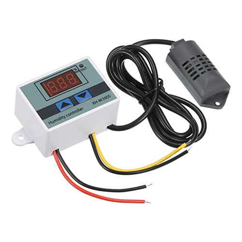 sourcing map XH-W3005 Digitale Feuchtigkeitsmesser, 24 V DC, LED, Hygrometer, Schalter, Controller, 0 bis 99 % relative Luftfeuchtigkeit, für Gewächshaus von sourcing map