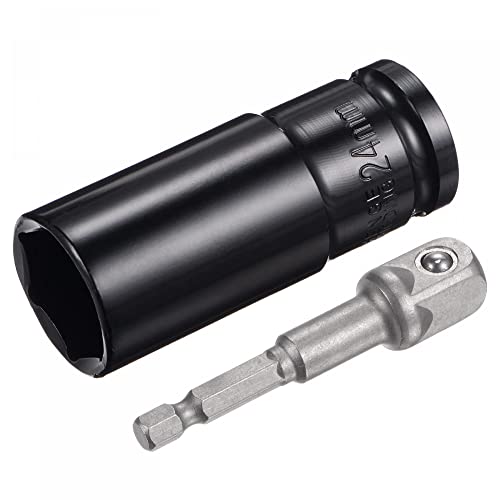sourcing map Zubehörset für 1/2 Zoll Steckschlüssel 24mm Tiefer 6 Kant Stecknuss mit 3 Zoll Länge und 1/4 Zoll Sechskantschaftadapter sourcing map Zubehörset für 1/2 Zoll Steckschlüssel 24mm Tiefer 6 Kant Stecknuss mit 3 Zoll Länge und 1/4 Zoll Sechskantschaftadapter von sourcing map